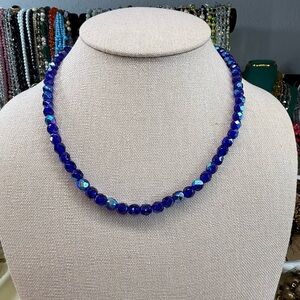 Cobalt Aurora Faceted Crystal Necklace